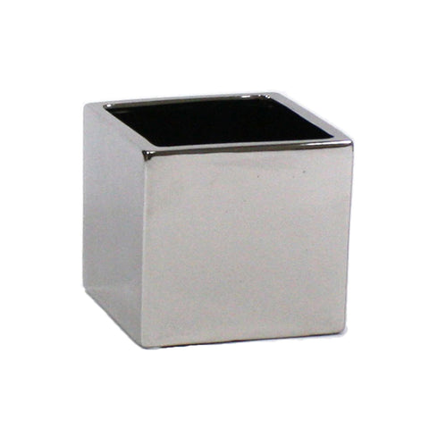 Silver Ceramic Cube Vase